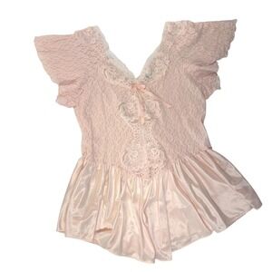Vintage 80's Cliche Pink Lace Babydoll XL (Fits like S/M) Mervyns College Shop